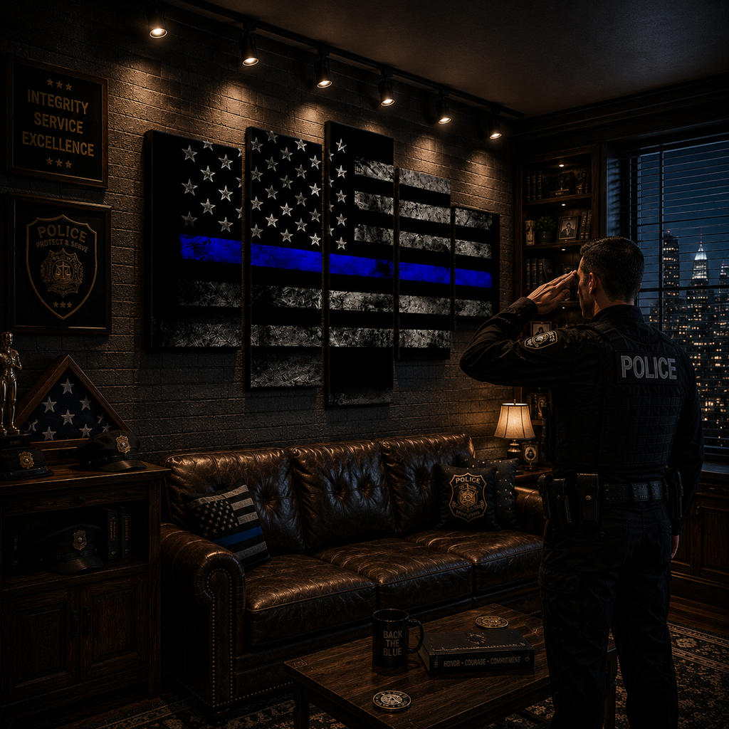 5 Panel Thin Blue Line Canvas